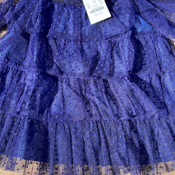 Crew cuts top NWT size 2-3T‎ sheer polka dot tiered fancy dress navy - Picture 4 of 5